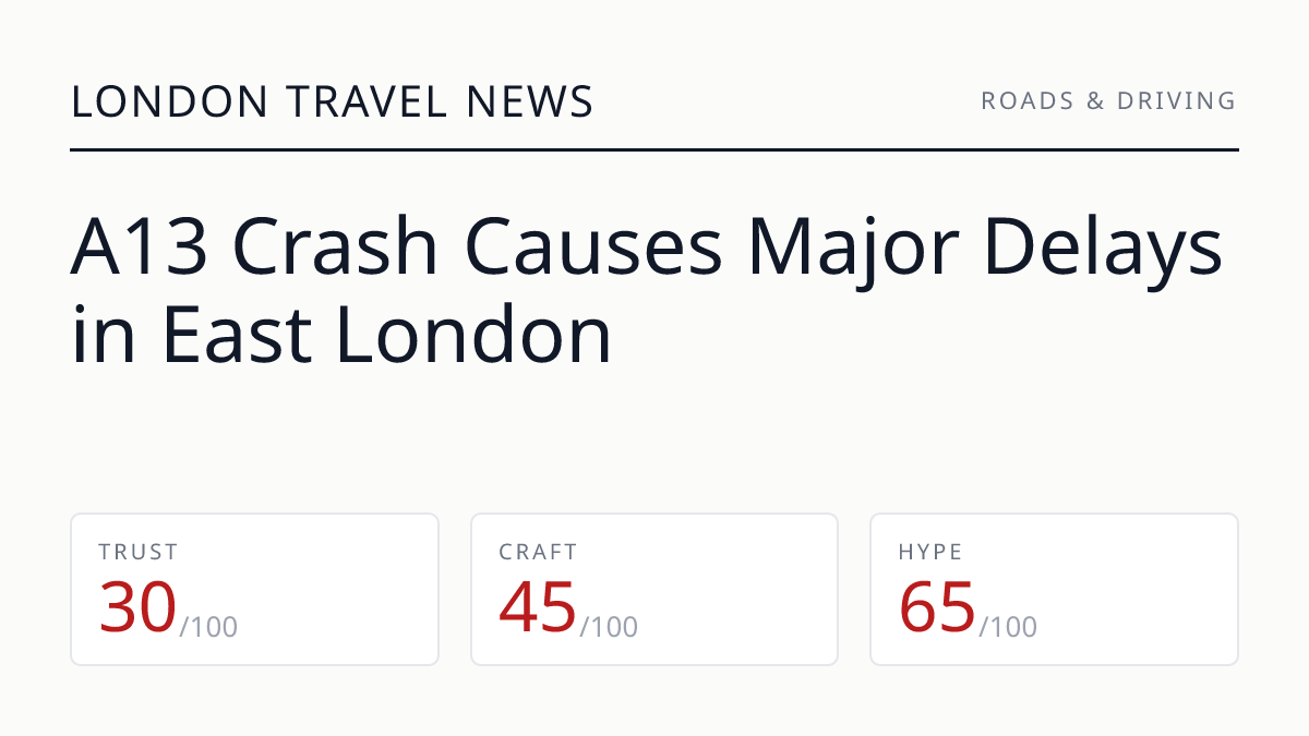 A13 Crash Causes Major Delays in East London
