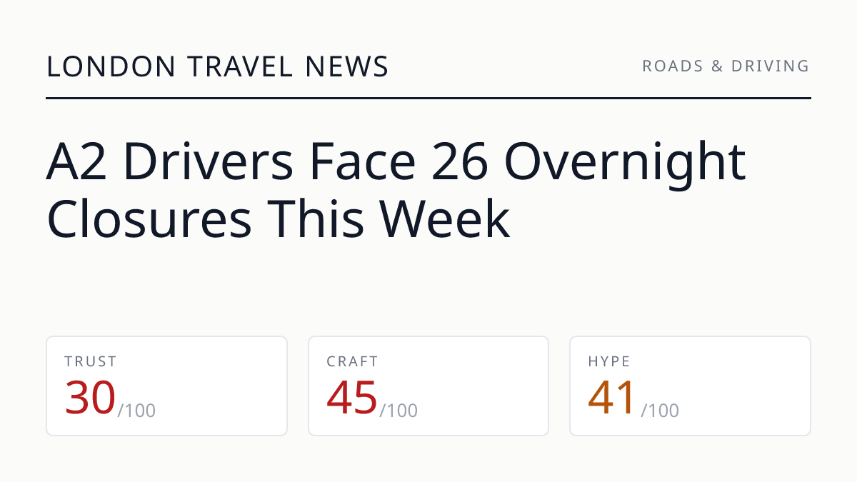 A2 Drivers Face 26 Overnight Closures This Week