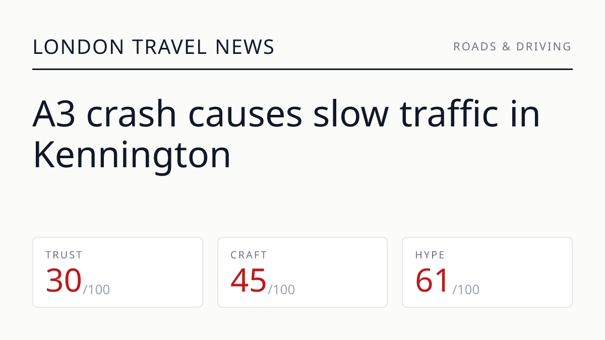 A3 crash causes slow traffic in Kennington