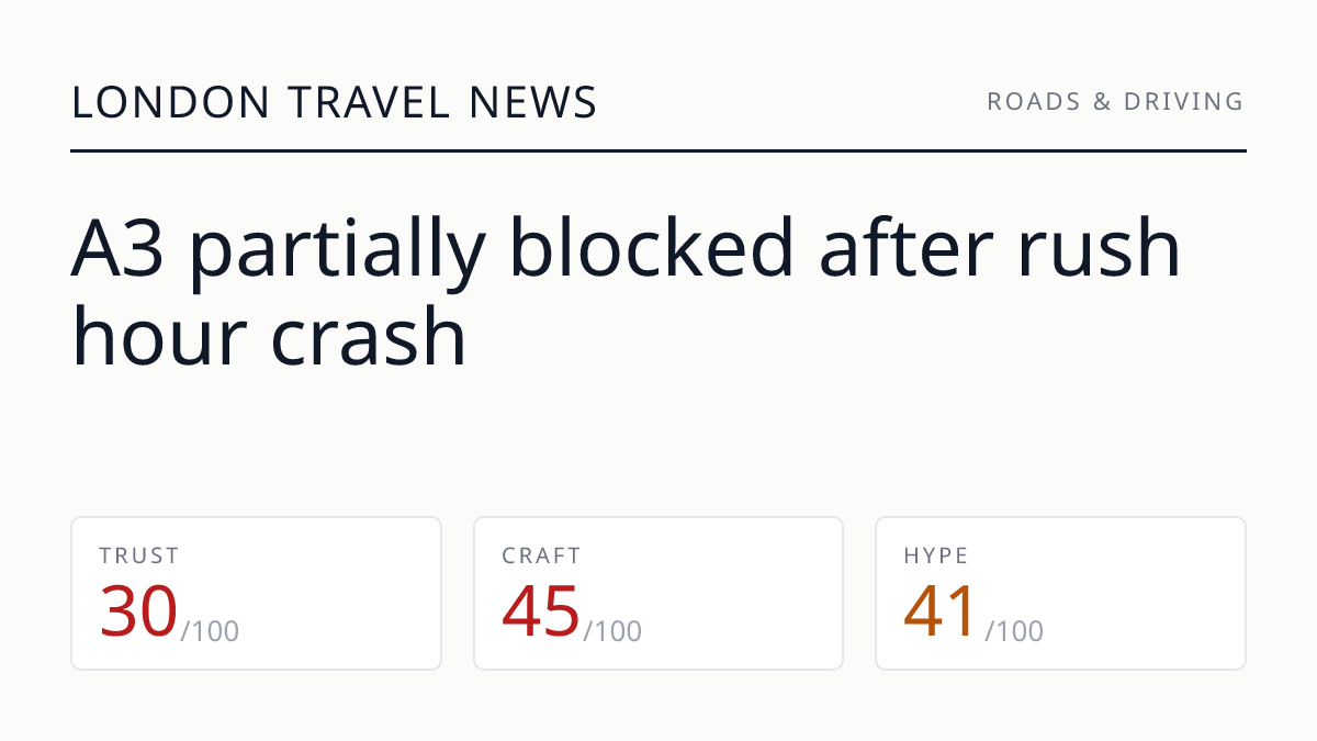 A3 partially blocked after rush hour crash