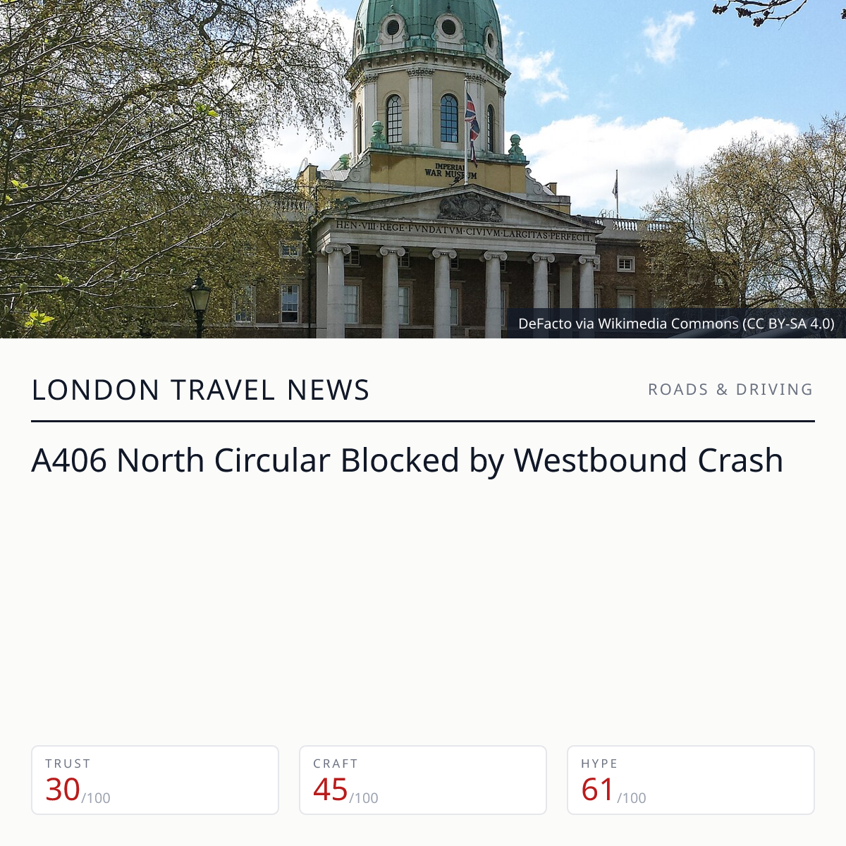 A406 North Circular Crash | London Travel News