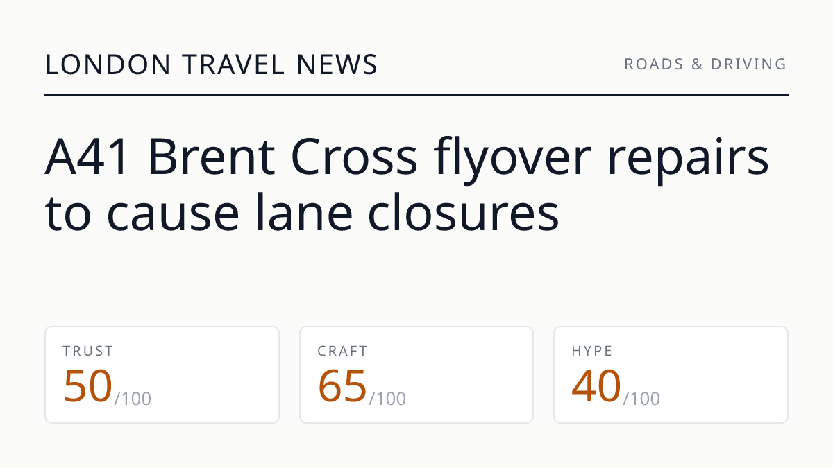 A41 Brent Cross flyover repairs to cause lane closures