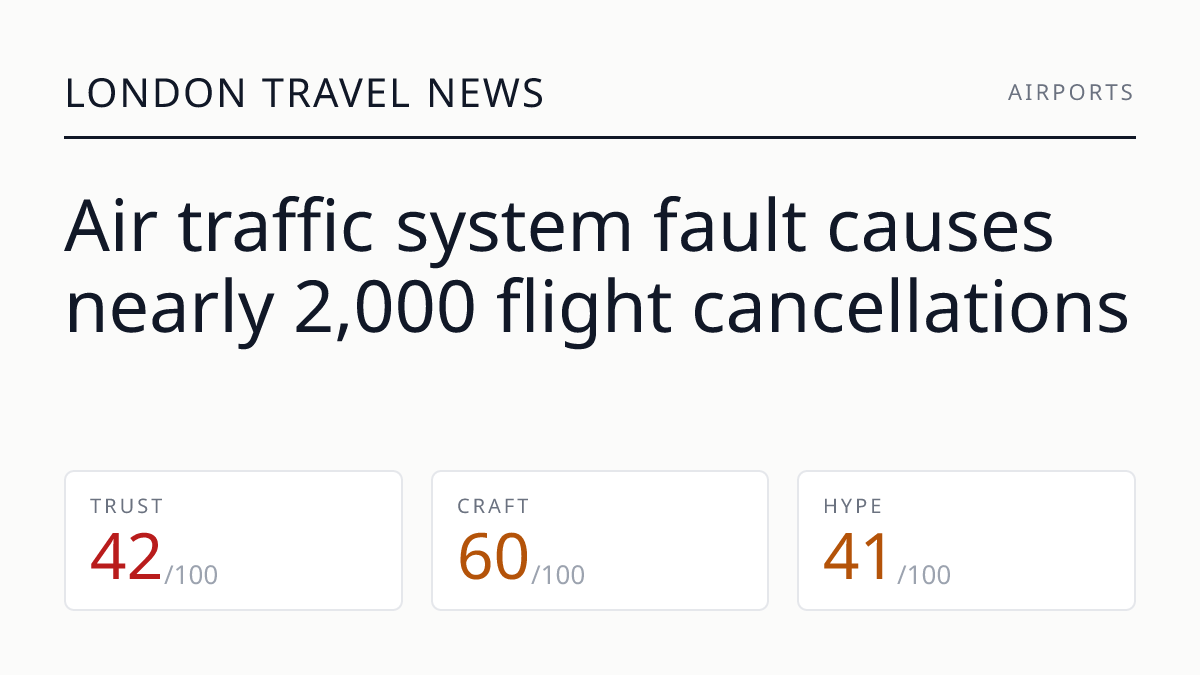 Air traffic system fault causes nearly 2,000 flight cancellations