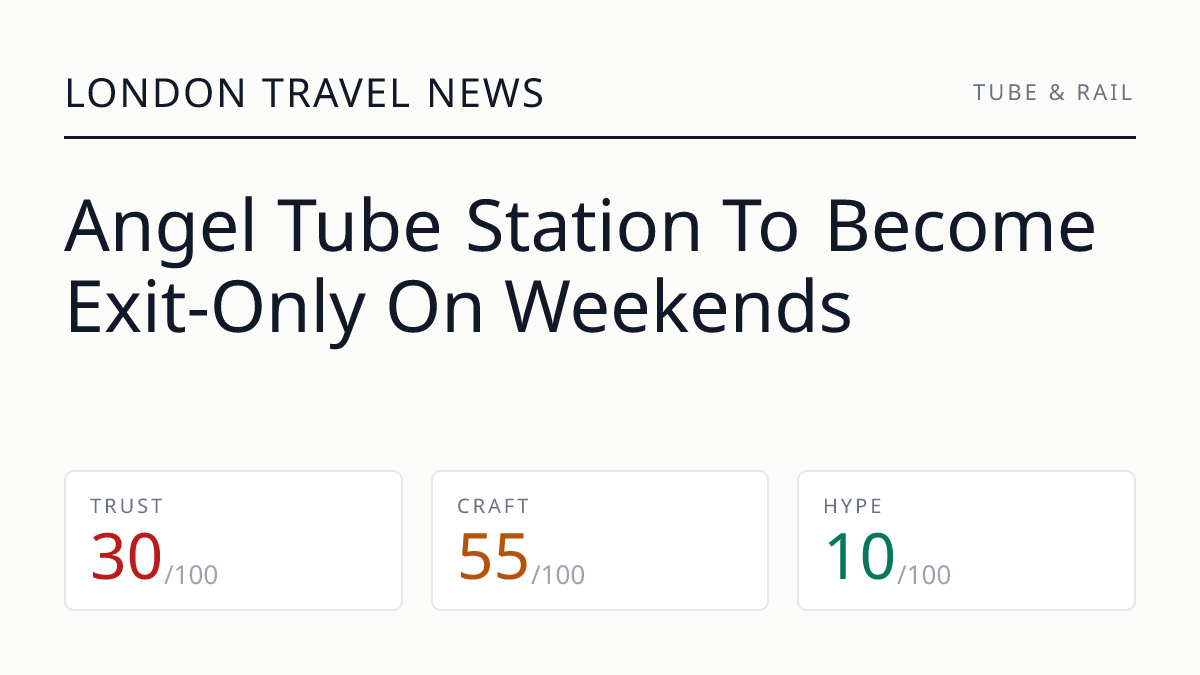 Angel Tube Station To Become Exit-Only On Weekends