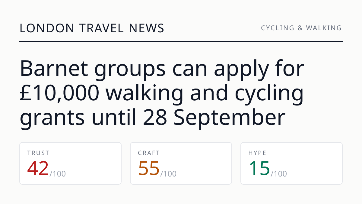 Barnet groups can apply for £10,000 walking and cycling grants until 28 September