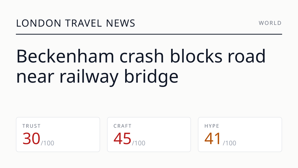 Beckenham crash blocks road near railway bridge