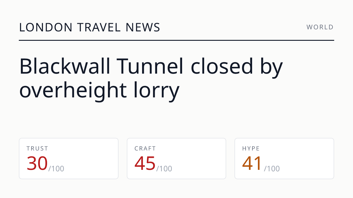 Blackwall Tunnel closed by overheight lorry