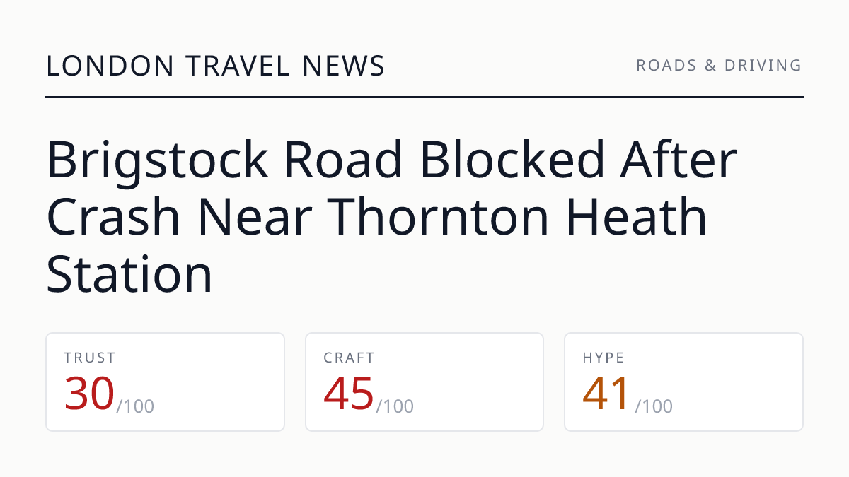 Brigstock Road Blocked After Crash Near Thornton Heath Station