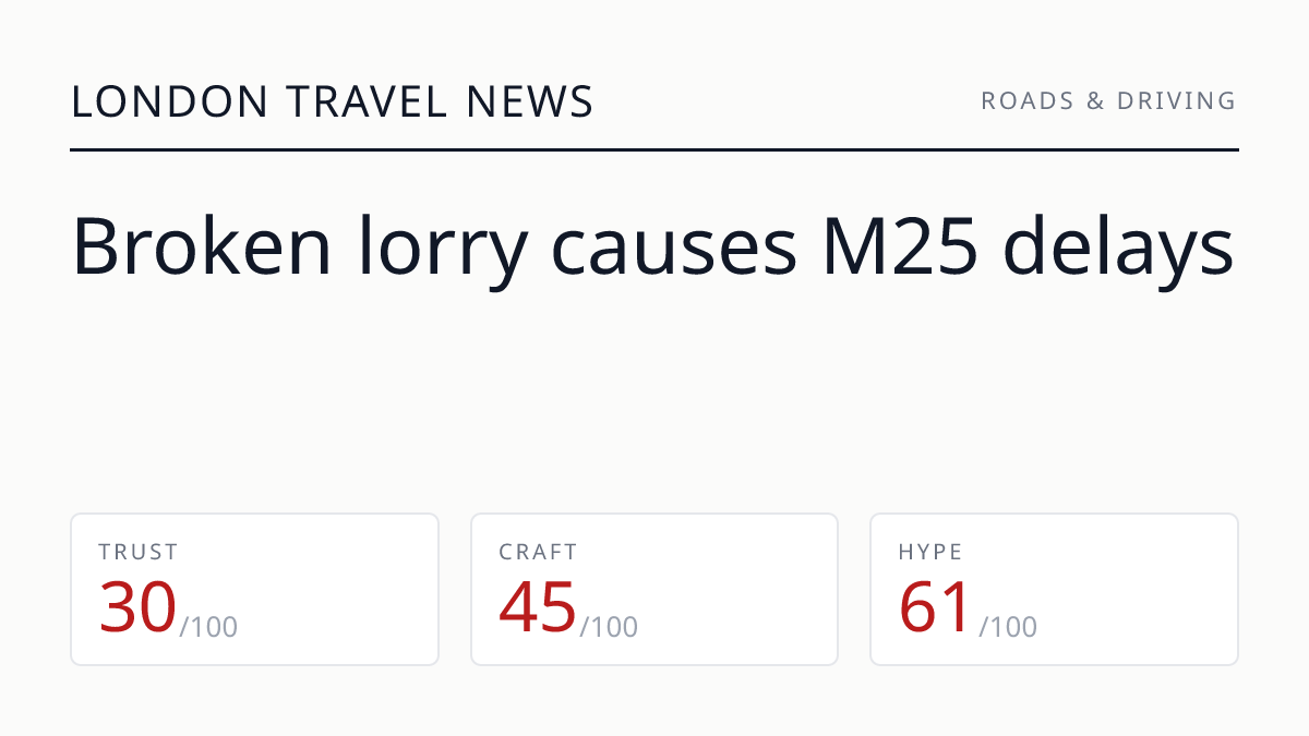 Broken lorry causes M25 delays