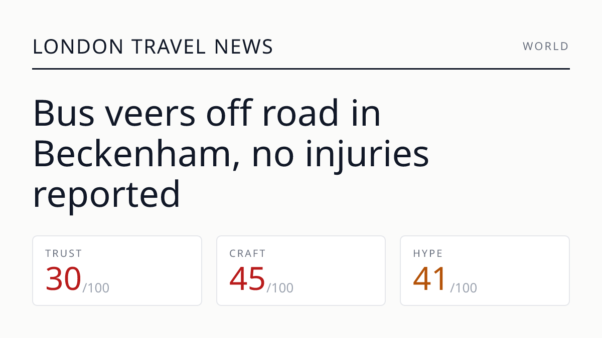 Bus veers off road in Beckenham, no injuries reported