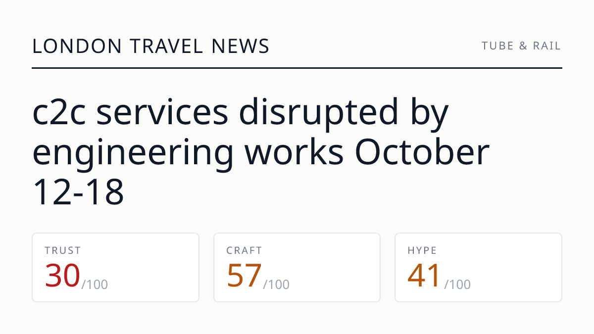 c2c services disrupted by engineering works October 12-18