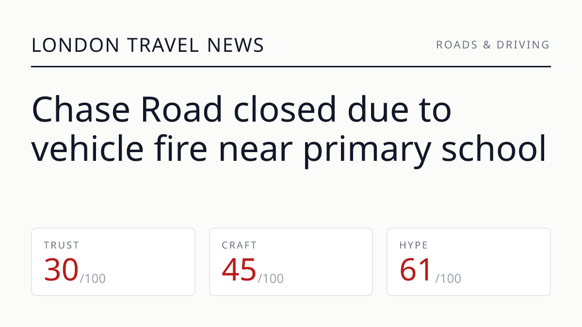 Chase Road closed due to vehicle fire near primary school