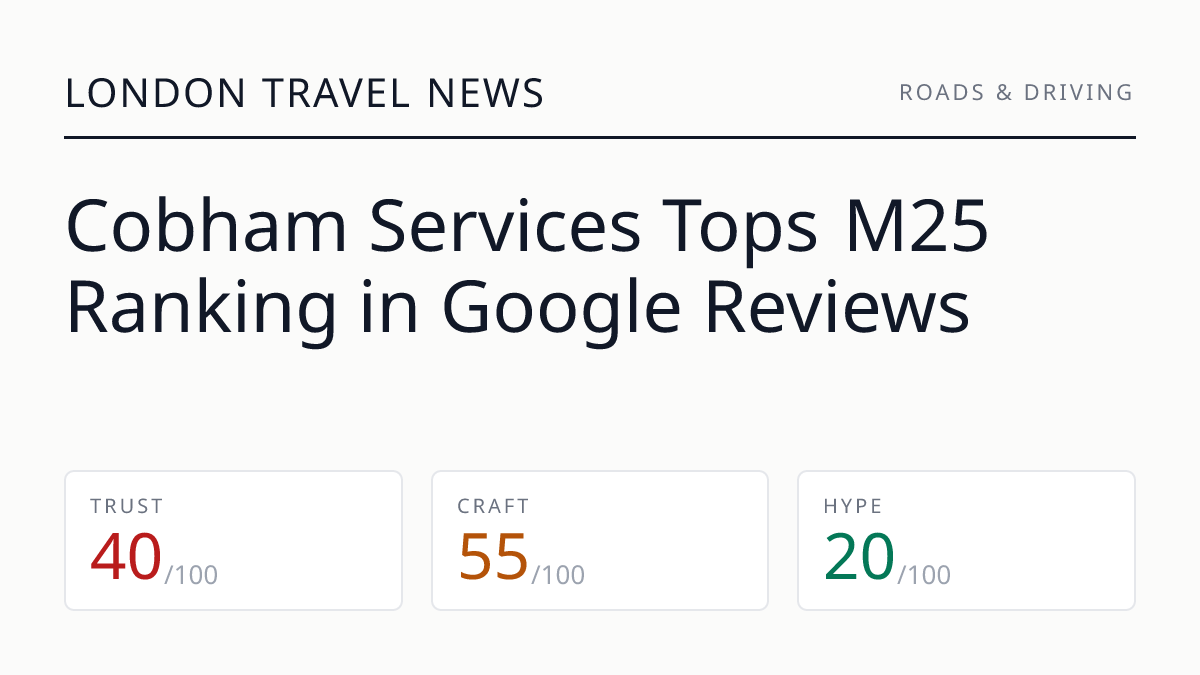 Cobham Services Tops M25 Ranking in Google Reviews