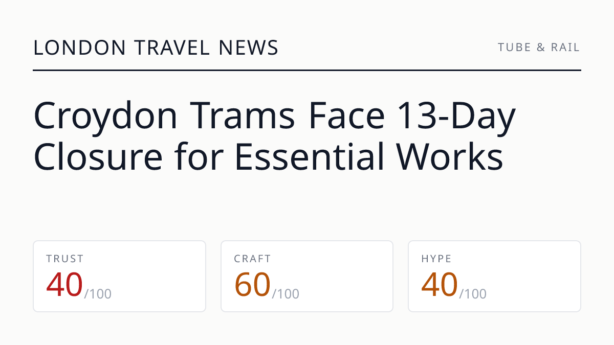 Croydon Trams Face 13-Day Closure for Essential Works