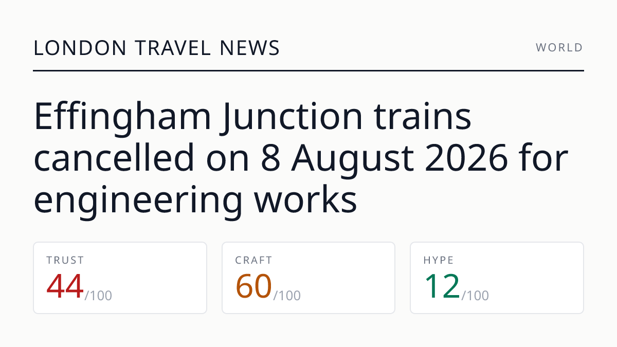 Effingham Junction trains cancelled on 8 August 2026 for engineering works
