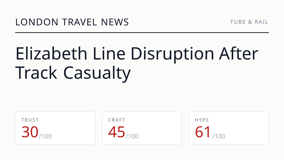 Elizabeth Line Disruption After Track Casualty
