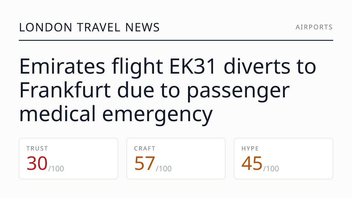 Emirates flight EK31 diverts to Frankfurt due to passenger medical emergency