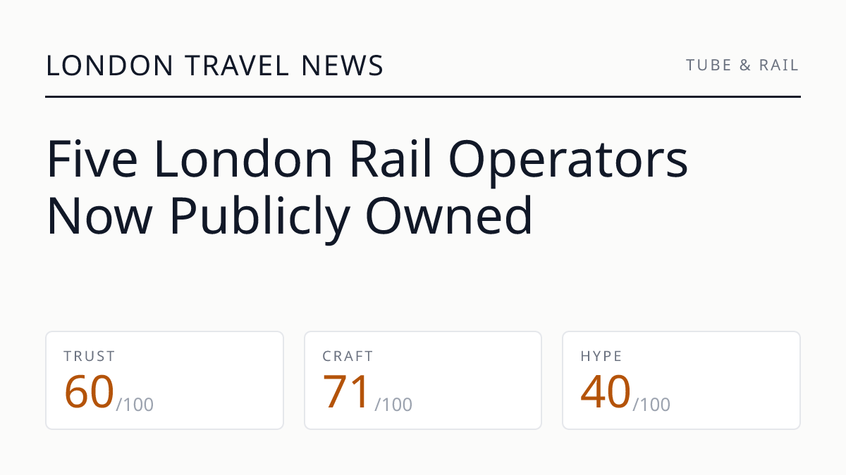 Five London Rail Operators Now Publicly Owned