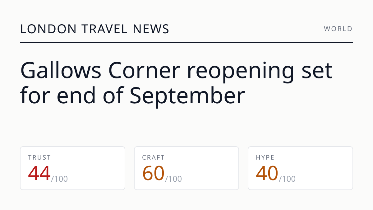 Gallows Corner reopening set for end of September