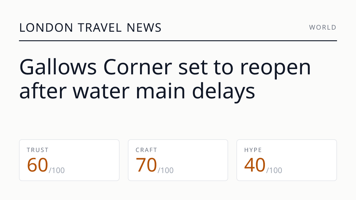 Gallows Corner set to reopen after water main delays
