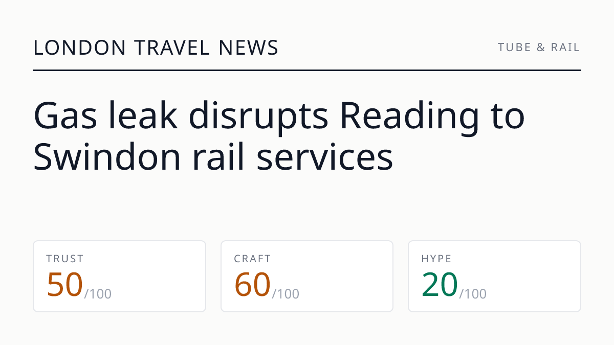 Gas leak disrupts Reading to Swindon rail services