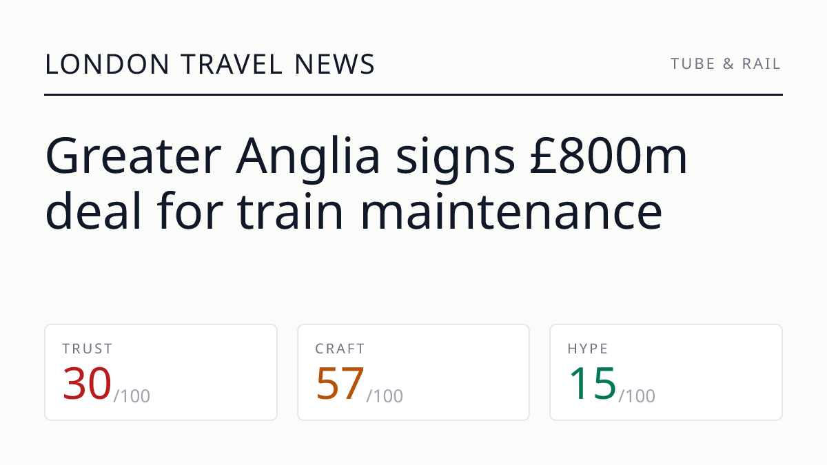 Greater Anglia signs £800m deal for train maintenance