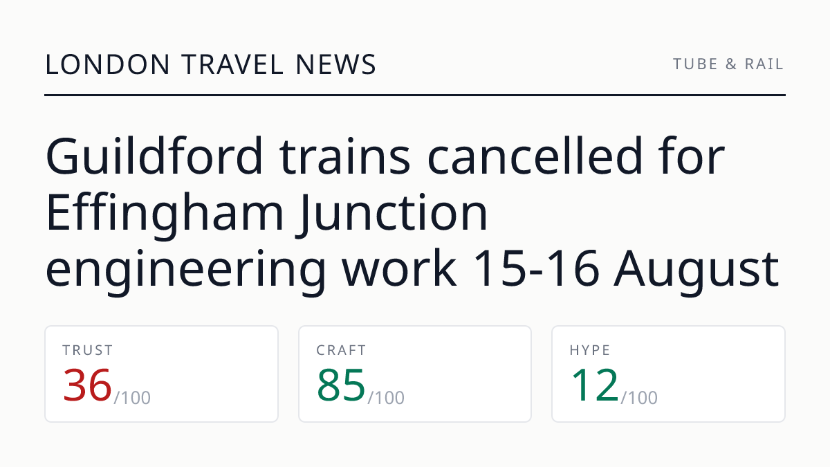 Guildford trains cancelled for Effingham Junction engineering work 15-16 August
