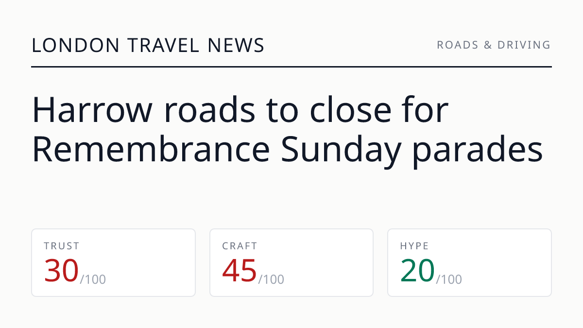 Harrow roads to close for Remembrance Sunday parades