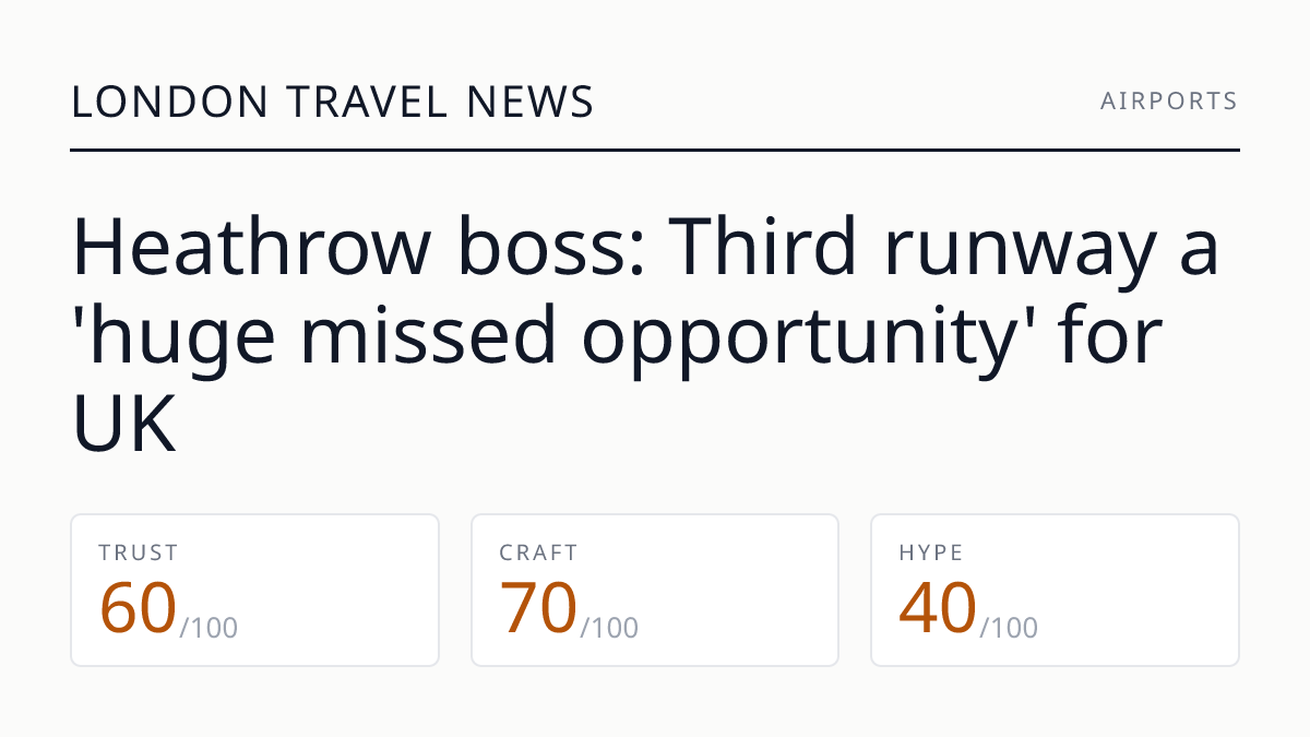 Heathrow boss: Third runway a 'huge missed opportunity' for UK