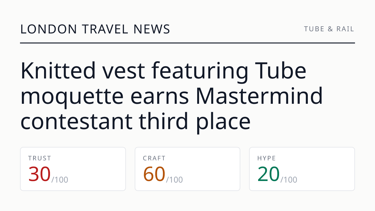 Knitted vest featuring Tube moquette earns Mastermind contestant third place