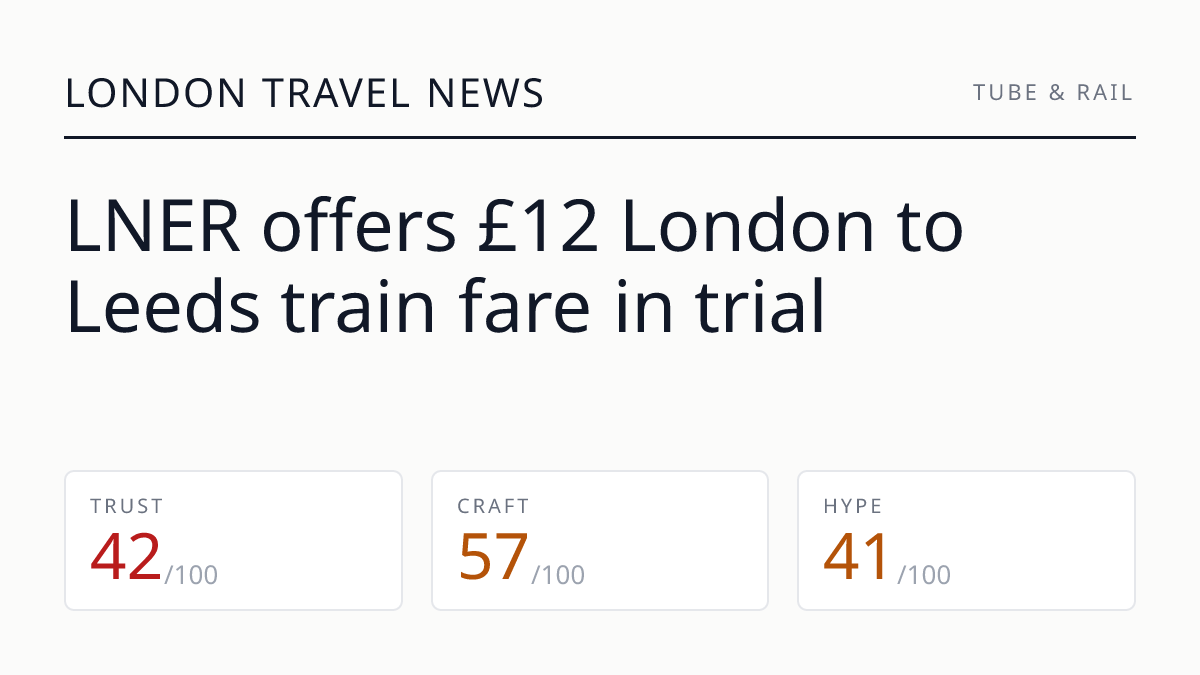 LNER offers £12 London to Leeds train fare in trial