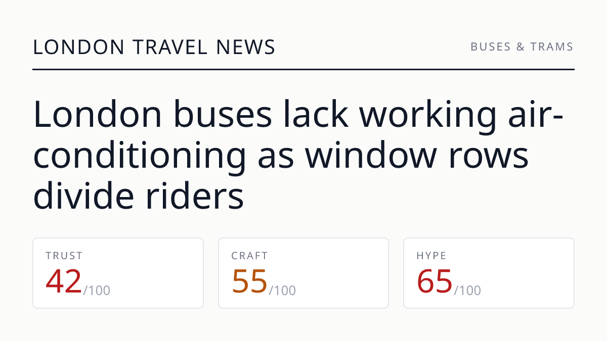 London buses lack working air-conditioning as window rows divide riders