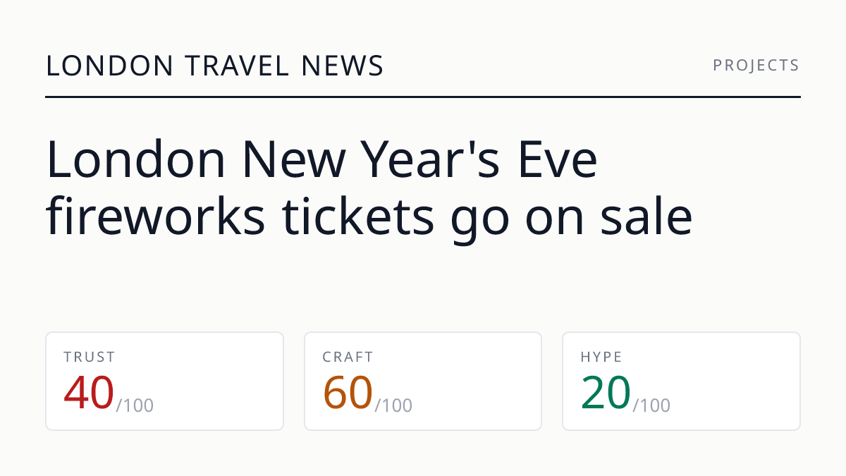 London New Year's Eve fireworks tickets go on sale