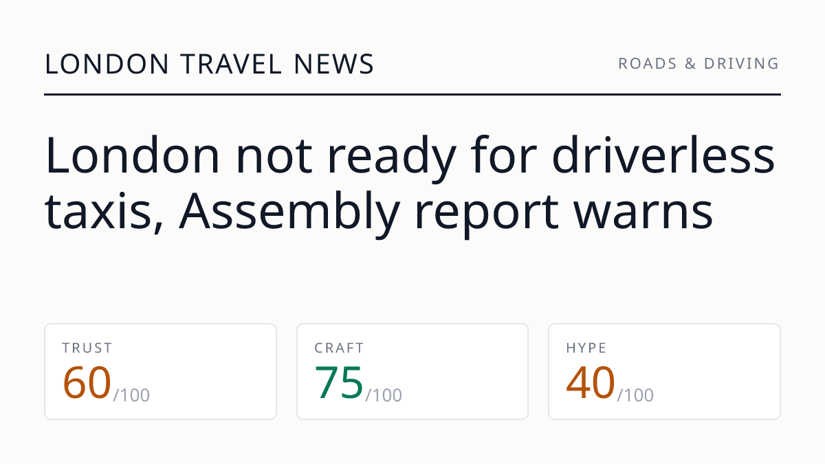 London not ready for driverless taxis, Assembly report warns