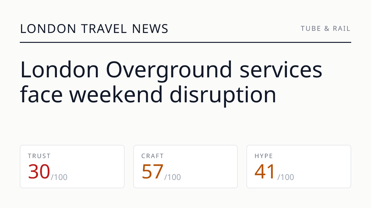 London Overground services face weekend disruption