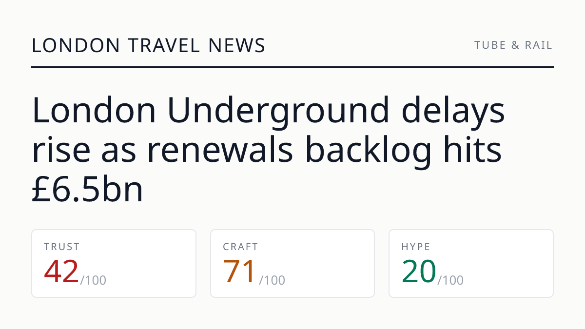 London Underground delays rise as renewals backlog hits £6.5bn