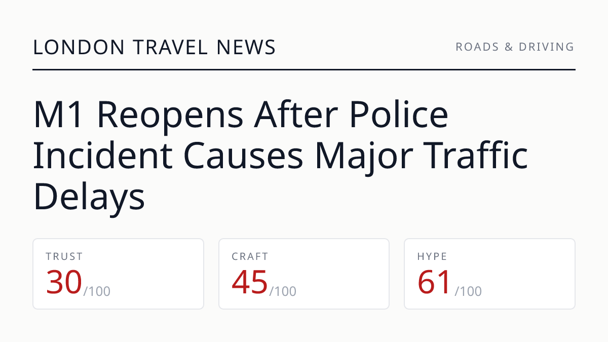 M1 Reopens After Police Incident Causes Major Traffic Delays