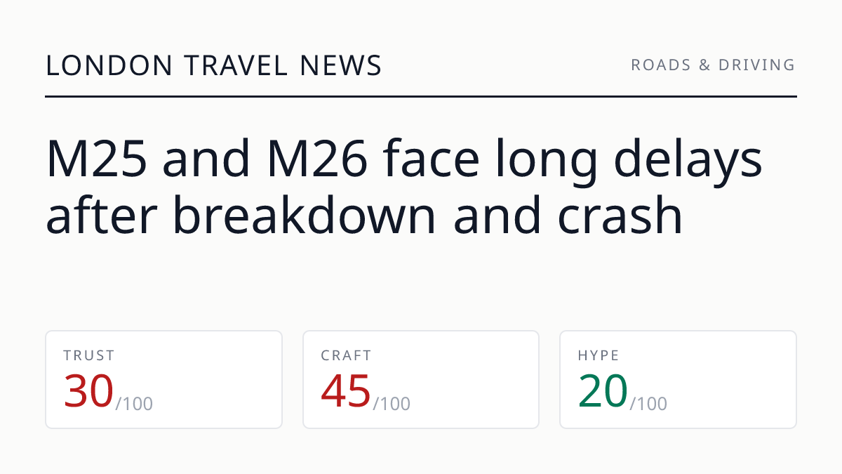 M25 and M26 face long delays after breakdown and crash