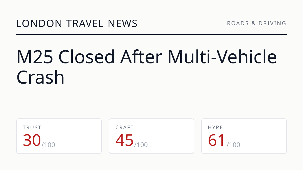 M25 Closed After Multi-Vehicle Crash
