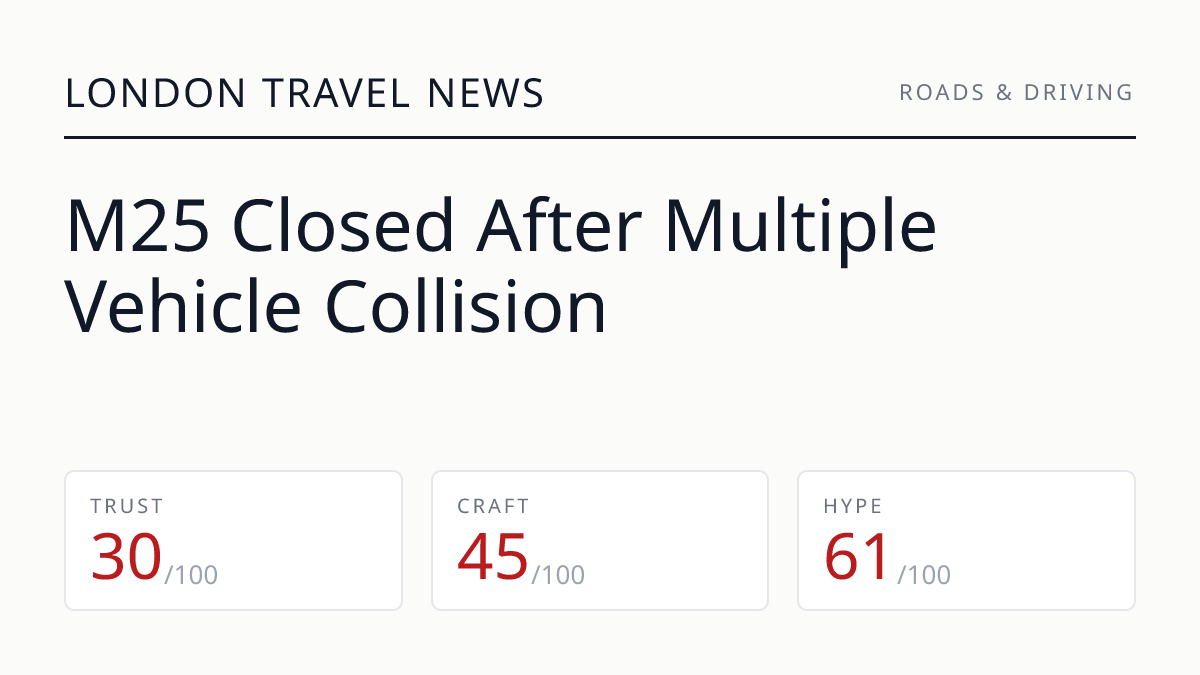 M25 Closed After Multiple Vehicle Collision