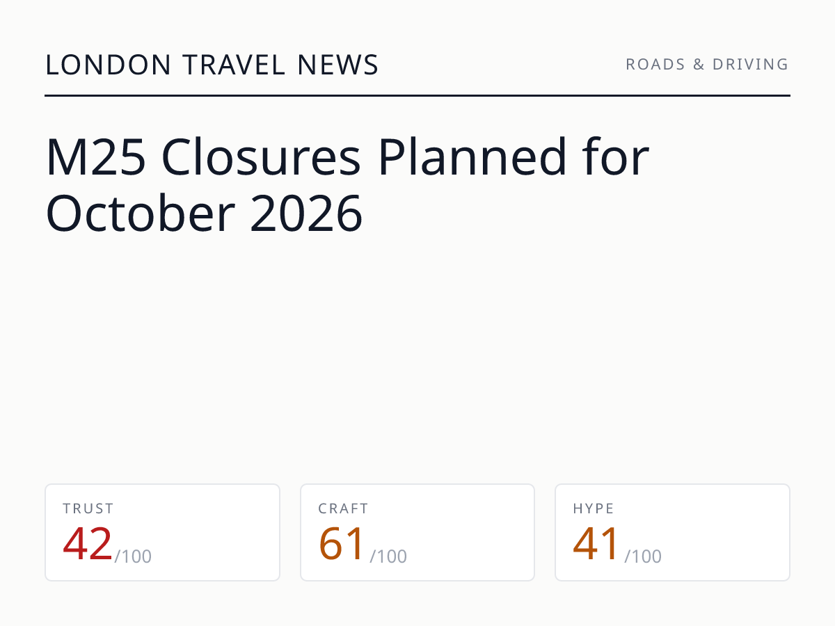 M25 closures Oct 15-18 | London Travel News