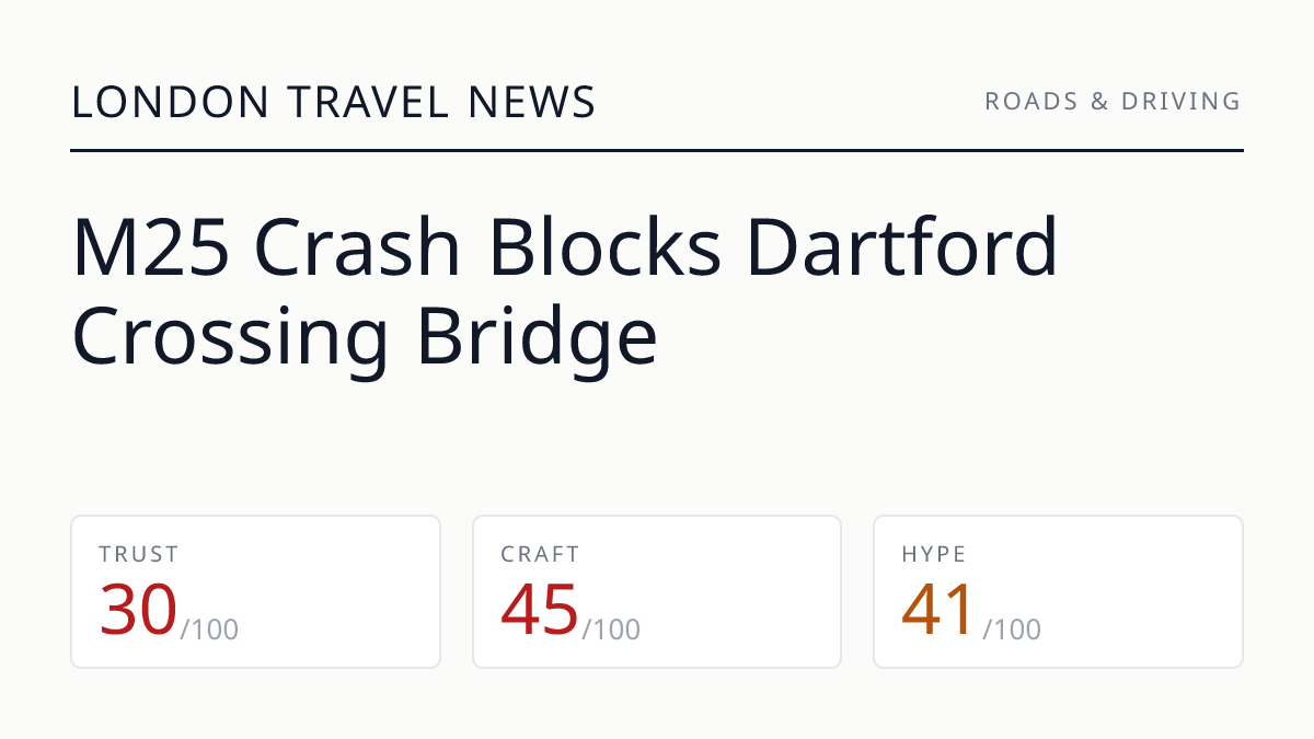 M25 Crash Blocks Dartford Crossing Bridge