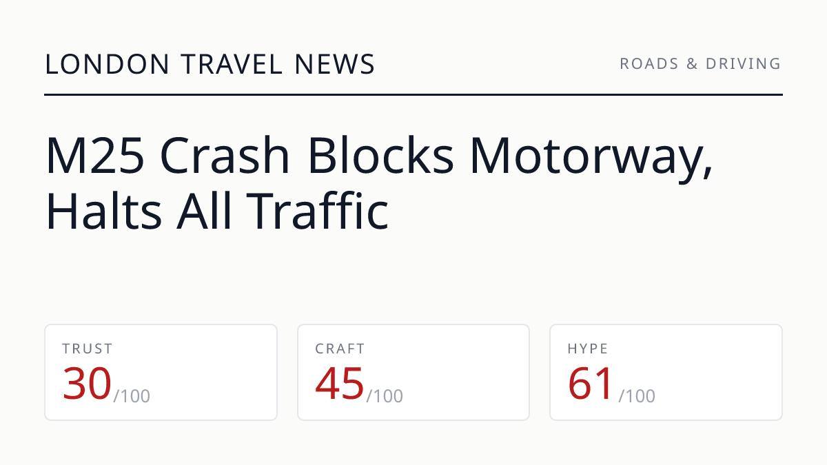 M25 Crash Blocks Motorway, Halts All Traffic
