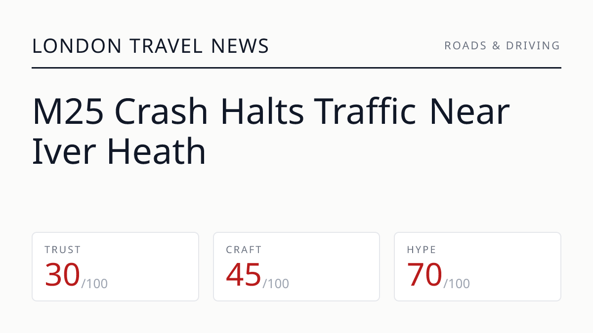 M25 Crash Halts Traffic Near Iver Heath