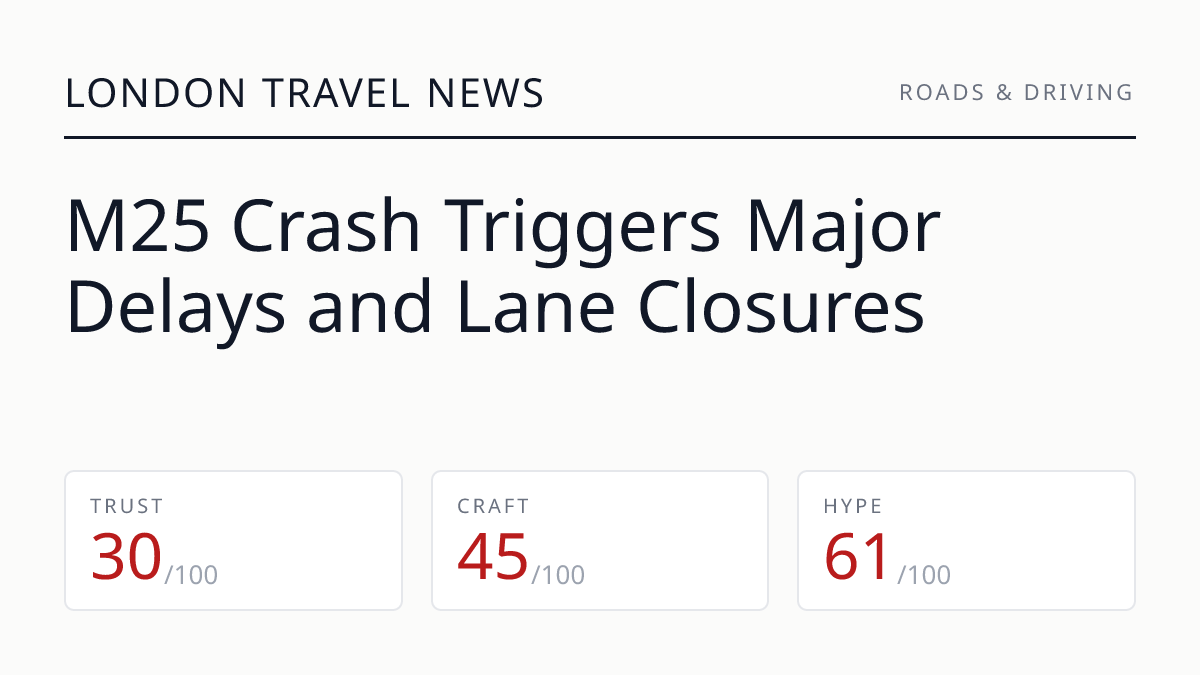 M25 Crash Triggers Major Delays and Lane Closures