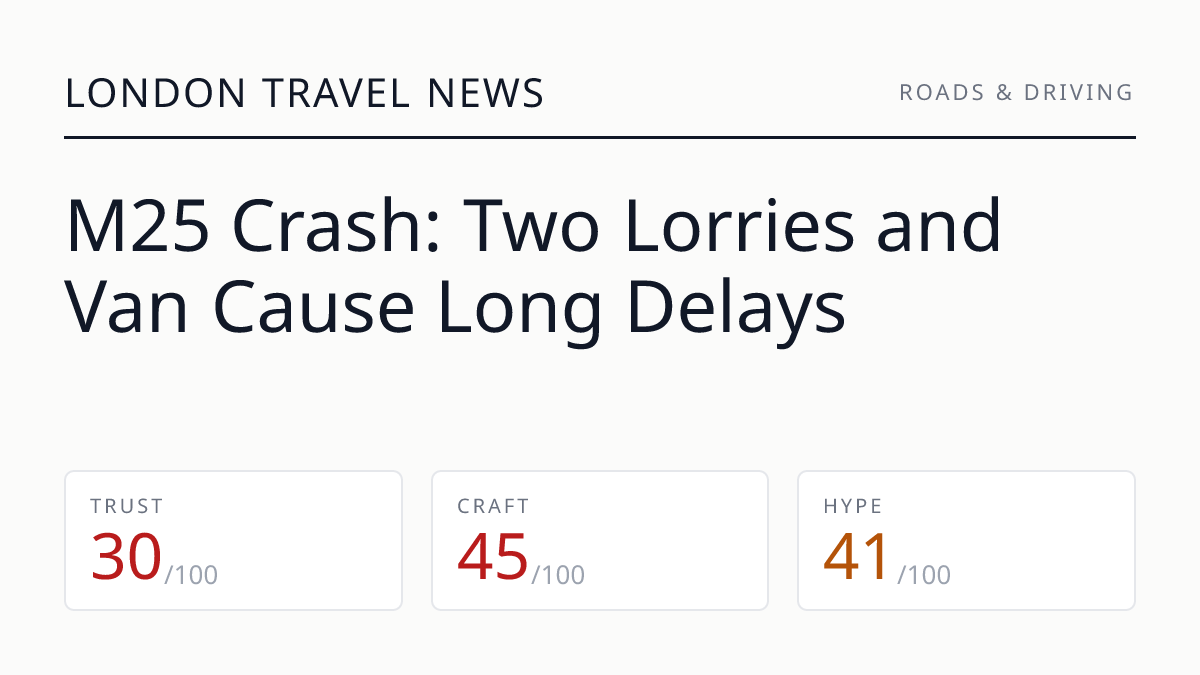 M25 Crash: Two Lorries and Van Cause Long Delays