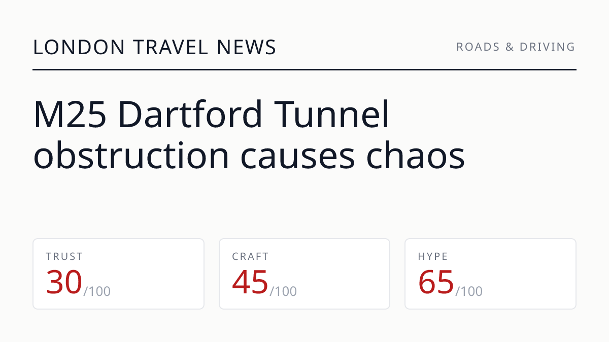 M25 Dartford Tunnel obstruction causes chaos