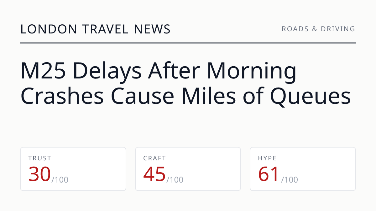 M25 Delays After Morning Crashes Cause Miles of Queues