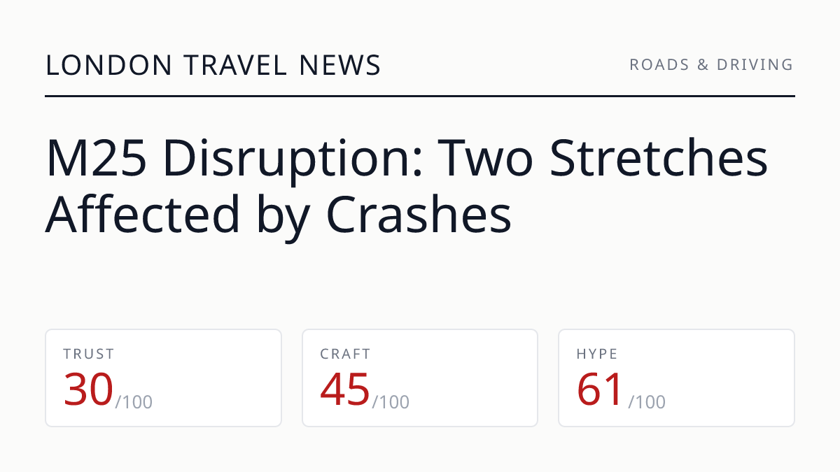 M25 Disruption: Two Stretches Affected by Crashes