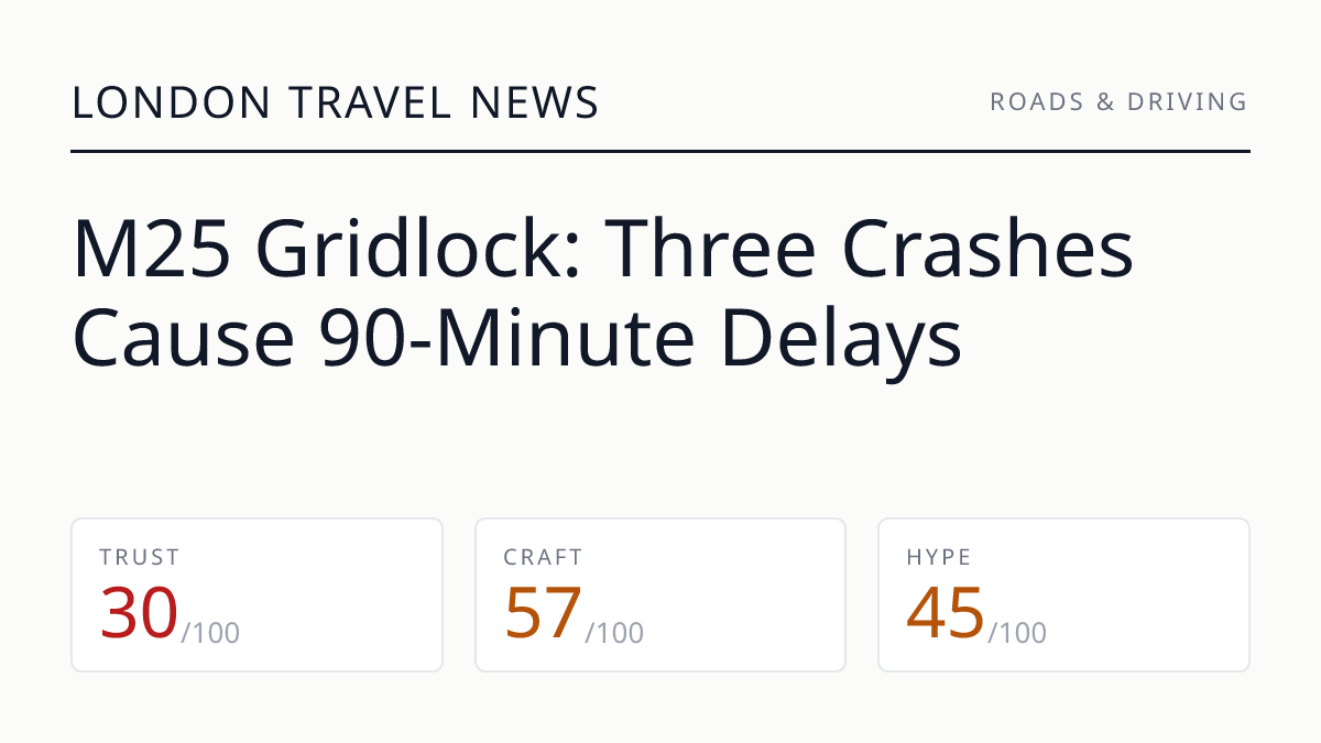 M25 Gridlock: Three Crashes Cause 90-Minute Delays